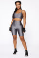 Nova Bae-sic Bermuda Biker Short In Glossy Fabric - Grey