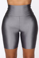 Nova Bae-sic Bermuda Biker Short In Glossy Fabric - Grey