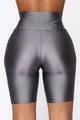 Nova Bae-sic Bermuda Biker Short In Glossy Fabric - Grey