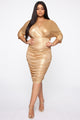 Owning The Night Mini Dress - Gold