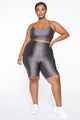 Nova Bae-sic Bermuda Biker Short In Glossy Fabric - Grey