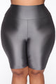 Nova Bae-sic Bermuda Biker Short In Glossy Fabric - Grey