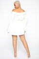 Soft Nights Off Shoulder Mini Dress - Off White