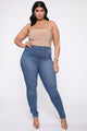 Classic Button Up Skinny Jeans - Medium Blue Wash