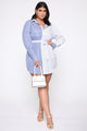 Holding Back Shirt Dress - Blue/White