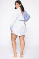 Holding Back Shirt Dress - Blue/White