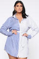 Holding Back Shirt Dress - Blue/White