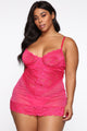 Keep Her Secret Lace Babydoll - Hot Pink