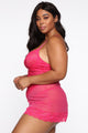 Keep Her Secret Lace Babydoll - Hot Pink