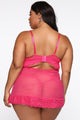 Keep Her Secret Lace Babydoll - Hot Pink