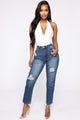 Summer Nights Distressed Mom Jeans - Dark Denim