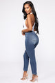 Summer Nights Distressed Mom Jeans - Dark Denim