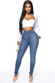 Classic High Waist Skinny Jeans - Medium Blue Wash