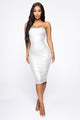 Always A Party Metallic Midi Dress - Silver