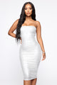 Always A Party Metallic Midi Dress - Silver