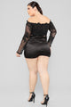 Through My City Off Shoulder Romper - Black