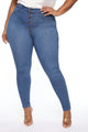 Classic Button Up Skinny Jeans - Medium Blue Wash