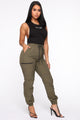 On The Low High Rise Joggers - Olive