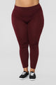 Yes Fleece Leggings - Burgundy