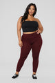 Yes Fleece Leggings - Burgundy