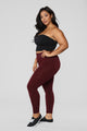 Yes Fleece Leggings - Burgundy
