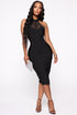 Midnight Escape Bandage Midi Dress - Black