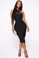 Midnight Escape Bandage Midi Dress - Black