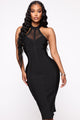 Midnight Escape Bandage Midi Dress - Black