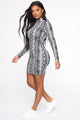 Wildly Entertaining Long Sleeve Mini Dress - Grey