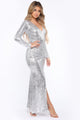 One Of A Shine Maxi Dress - Silver