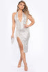 Shine Down On Me Sequin Midi Dress - Silver