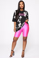 Nova Bae-sic Biker Short In Glossy Fabric - Neon Pink