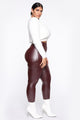 Teyana Leather-Like Leggings - Burgundy