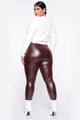 Teyana Leather-Like Leggings - Burgundy