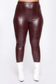 Teyana Leather-Like Leggings - Burgundy