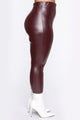 Teyana Leather-Like Leggings - Burgundy