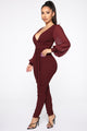 All About Me Balloon Sleeve Jumpsuit - Burgundy