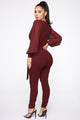 All About Me Balloon Sleeve Jumpsuit - Burgundy