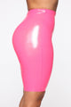 She A Milf Vinyl Biker Shorts - Pink