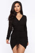 Raquel Ruched Midi Dress - Black