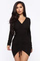 Raquel Ruched Midi Dress - Black