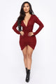 Raquel Ruched Midi Dress - Burgundy