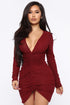 Raquel Ruched Midi Dress - Burgundy