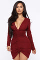 Raquel Ruched Midi Dress - Burgundy