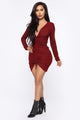 Raquel Ruched Midi Dress - Burgundy