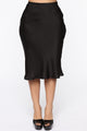 Runway All Day Satin Midi Skirt - Black
