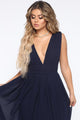 Fill My Heart Deep V Maxi Dress - Navy