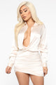 My Sidekick Satin Shirt Dress - Nude