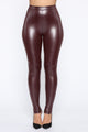 Teyana Leather-Like Leggings - Burgundy