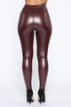 Teyana Leather-Like Leggings - Burgundy